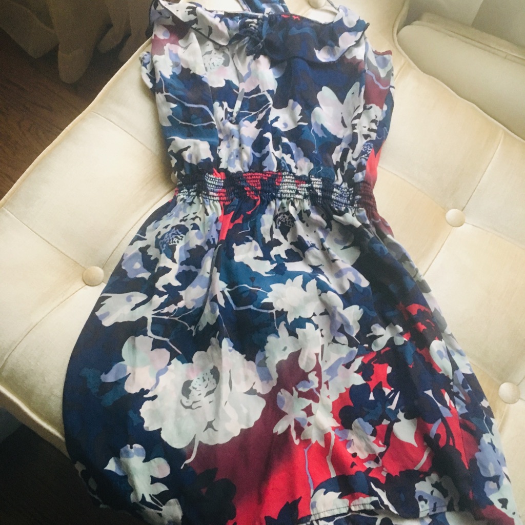 Aqua Floral100% Silk Dress Sz Small